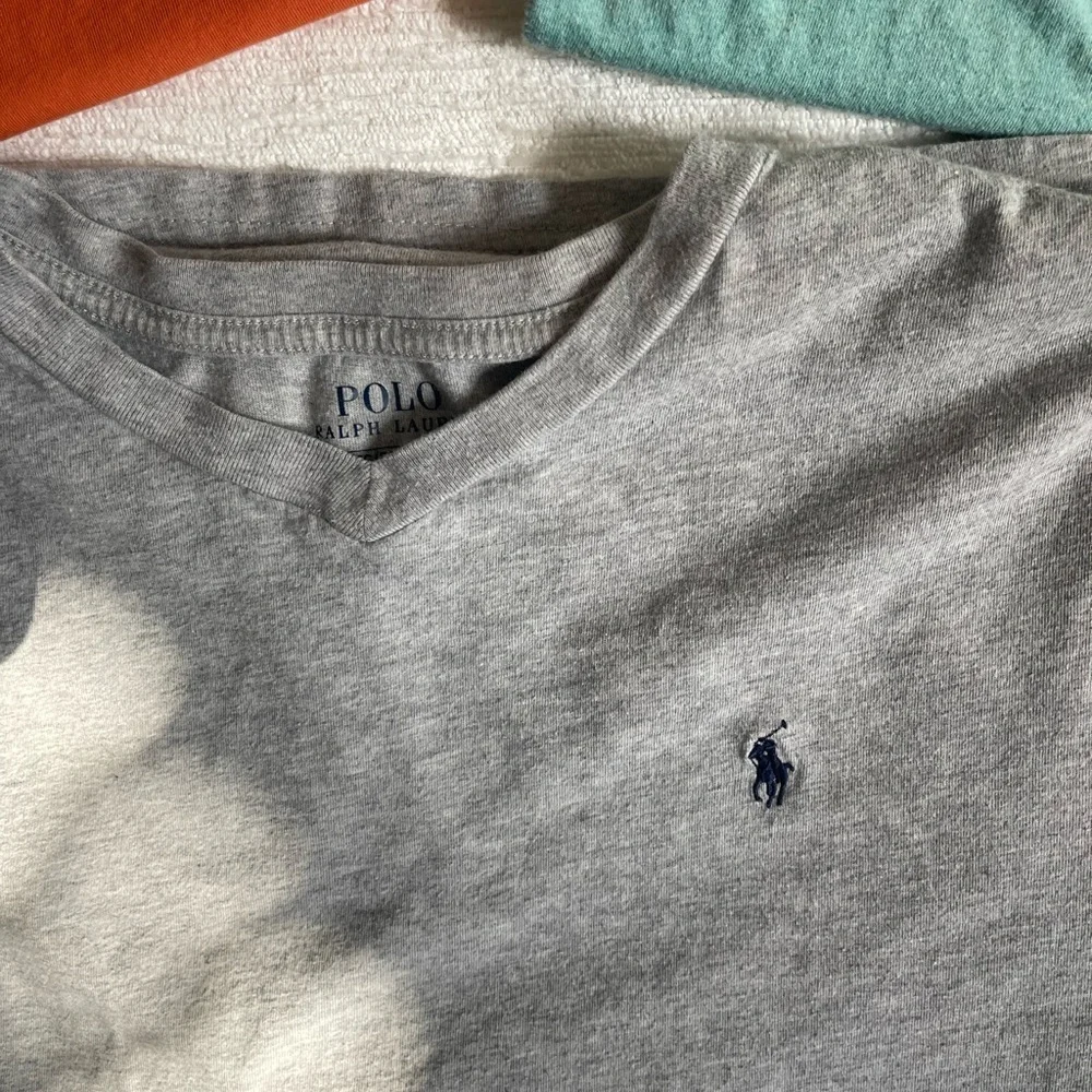 Boy’s Ralph Lauren Crewneck & V-Neck Tee Bundle - Orange, blue, gray